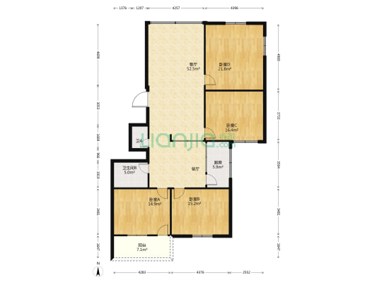 冠业居民小区 4室1厅2卫 180平方