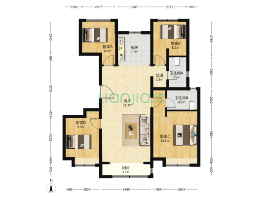 金樾和著 4室1厅2卫 127平方