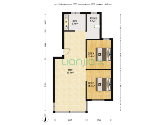 棋盘山路326号 2室1厅1卫 84平方