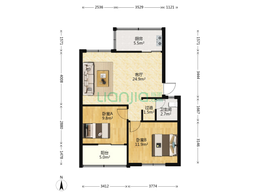 东风云汽附件厂小区 2室1厅1卫 70平方
