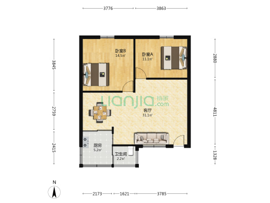 顺华大街顺华楼 2室1厅1卫 82平方
