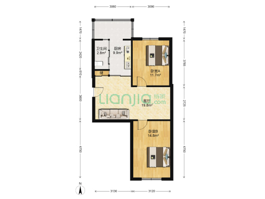 文化宫社区 2室1厅1卫 78平方