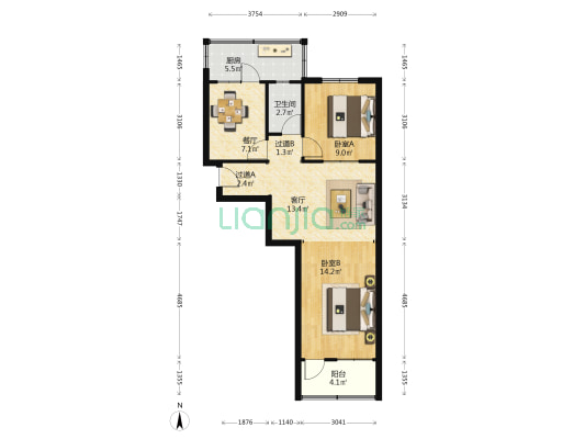 经十路15743号 2室2厅1卫 74平方