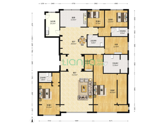 吴中天悦公馆 5室2厅4卫 280平方