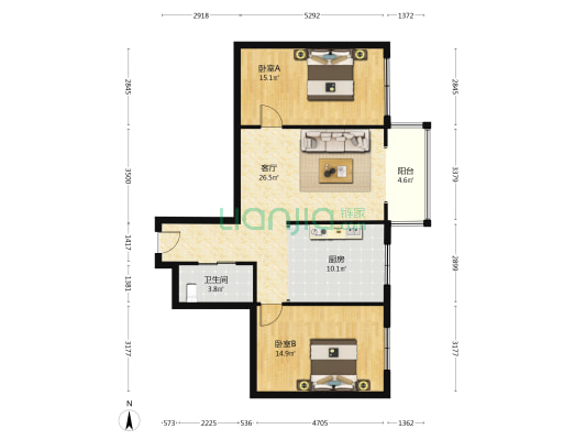 交警三区 2室1厅1卫 97平方