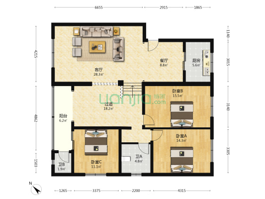 金桥小区(金平巷) 3室2厅2卫 141平方