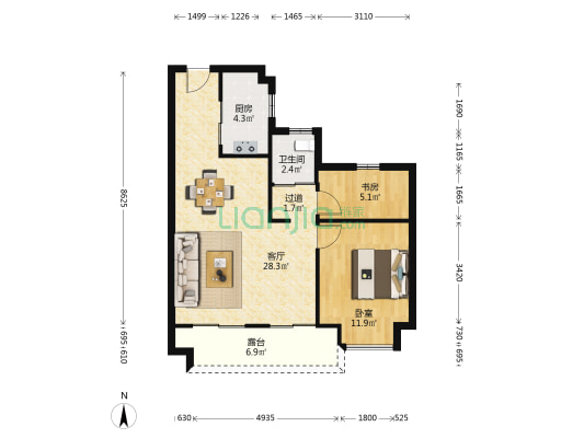 国风云樾花园 2室1厅1卫 84平方