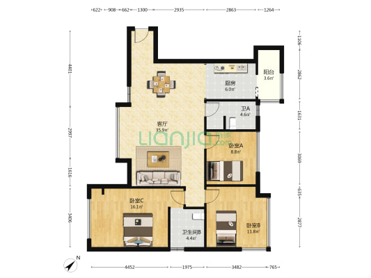ACG时空动漫城 3室1厅2卫 108平方