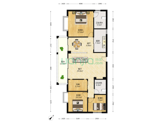 春晖闲庭 4室2厅2卫 132平方