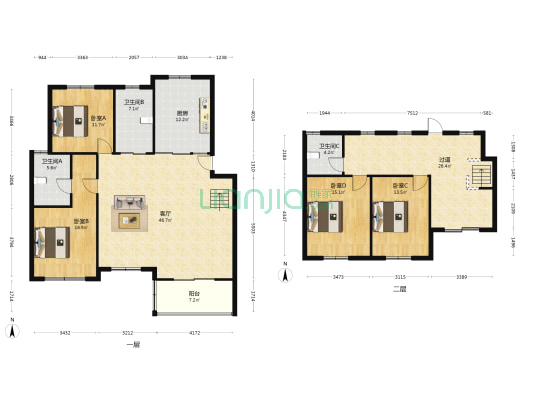 梅树小区 4室1厅3卫 192平方