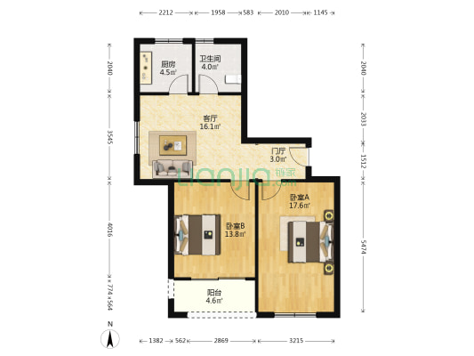 东仓五园 2室1厅1卫 95平方