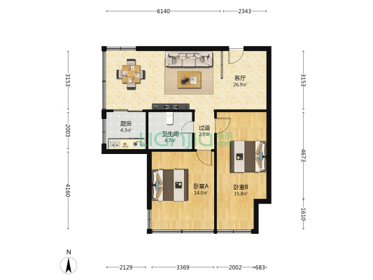 热力公司家属院 2室1厅1卫 60平方