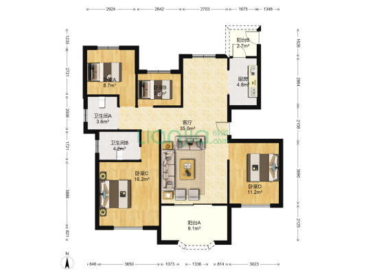 森隆英郡 4室1厅2卫 126平方