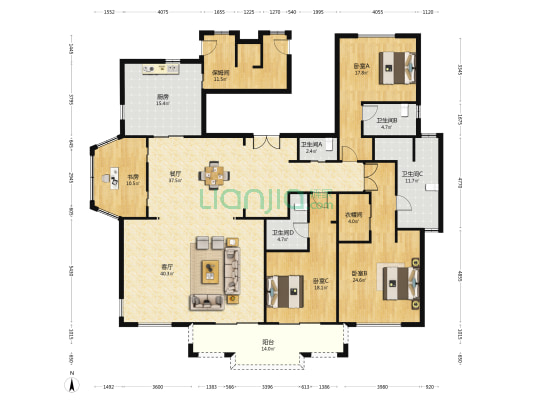 新江湾城首府 4室2厅4卫 267平方