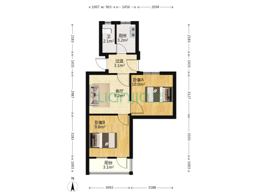 鼓风社区 2室1厅1卫 49平方