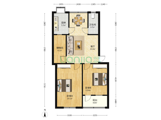 环城路安监局 2室1厅1卫 89平方
