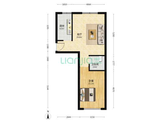 龙族·海城广场 1室1厅1卫 65平方