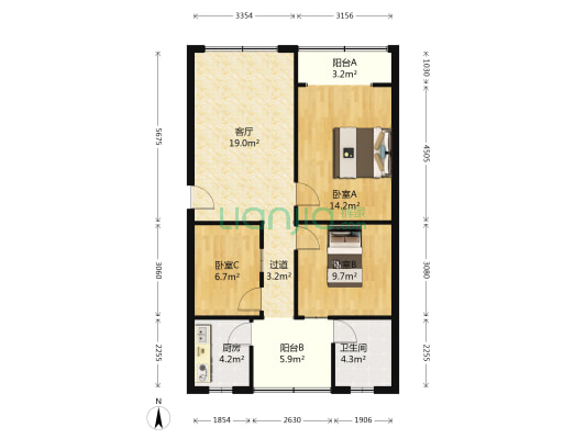 半截巷50号 3室1厅1卫 86平方