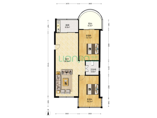 山上街 2室1厅1卫 114平方