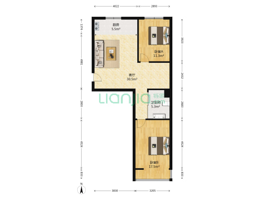 华业国际城A区 2室1厅1卫 92平方