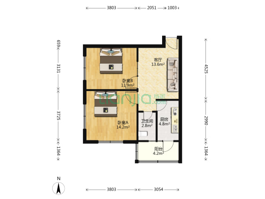 杭州里 2室1厅1卫 65平方