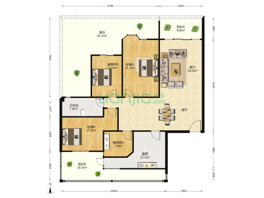 昆仑堡 2室1厅1卫 182平方
