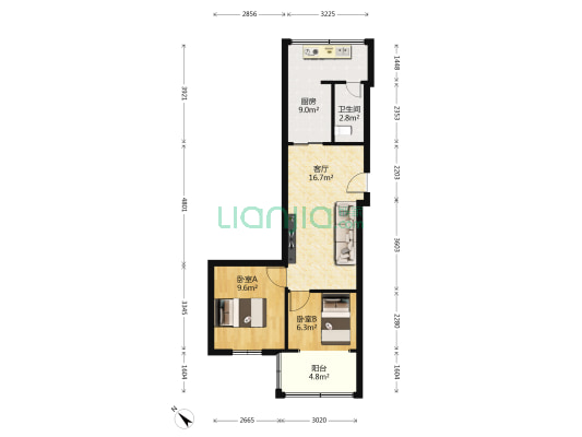 外化成五里墩横街9号院 2室1厅1卫 54平方
