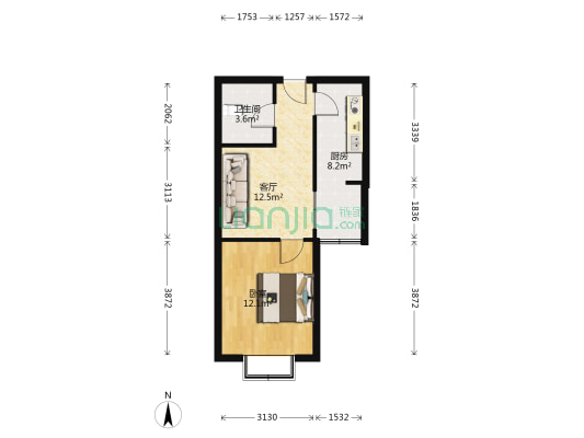 东旺家园 1室1厅1卫 51平方