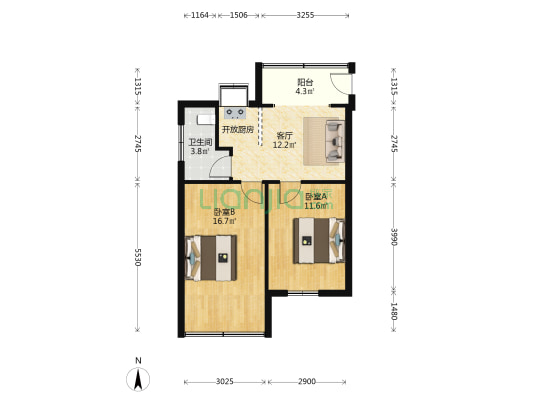 前进一路177号 2室1厅1卫 54平方