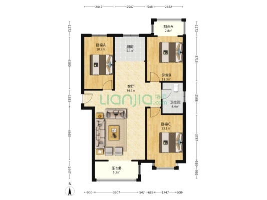 交通便利，配套齐全，小区环境好-户型图