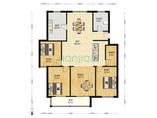 鸿基新村 3室1厅1卫 145平方