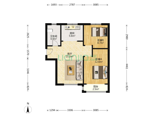 荣翠园 2室1厅1卫 84平方