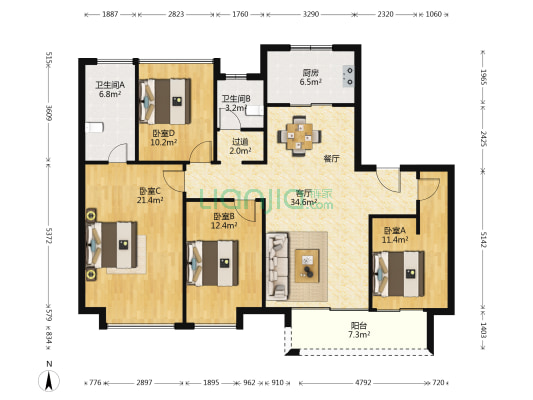 中核锦悦府二期 4室1厅2卫 147平方