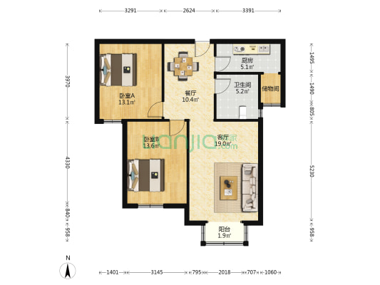 文荟园 2室2厅1卫 97平方