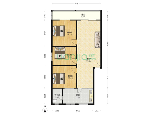 西大街228号附2号院 3室1厅1卫 111平方