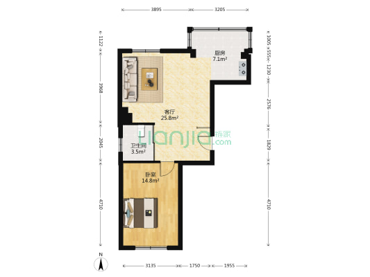 团山小区 1室1厅1卫 70平方