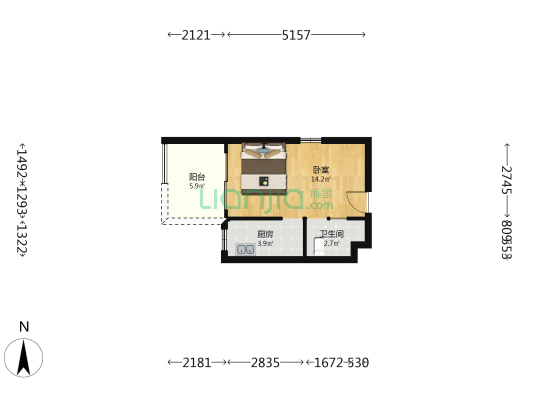 冠昌铂金时代 1室0厅1卫 38平方