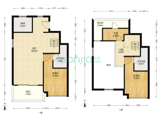 奥克斯姑溪玖和 3室1厅2卫 142平方