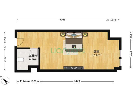 锦怡国际 1室0厅1卫 58平方