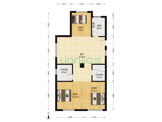 万马伊顿庄园 3室1厅2卫 166平方