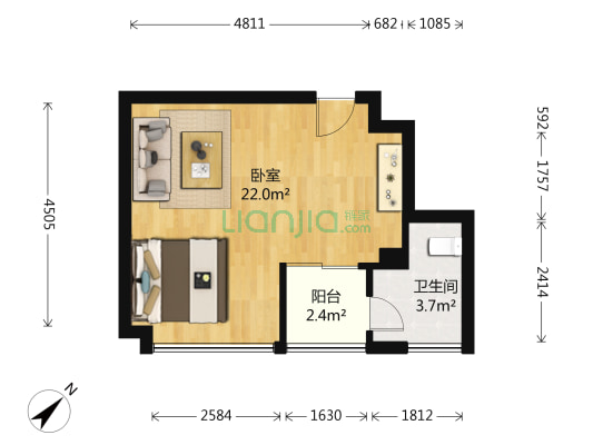 时代100 1室0厅1卫 42平方