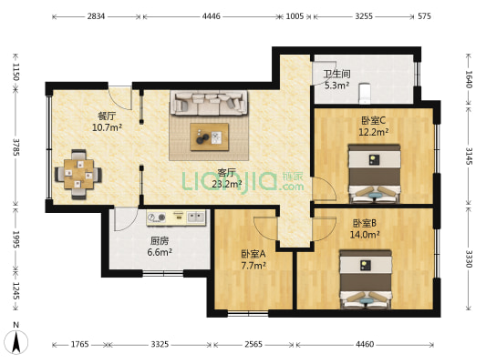 东街31号建工局宿舍 3室2厅1卫 92平方