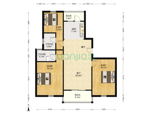 碧桂园城市之光 3室1厅2卫 118平方