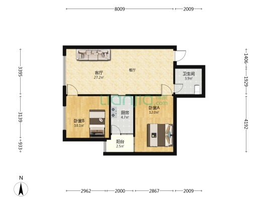莲花池畔 2室1厅1卫 78平方
