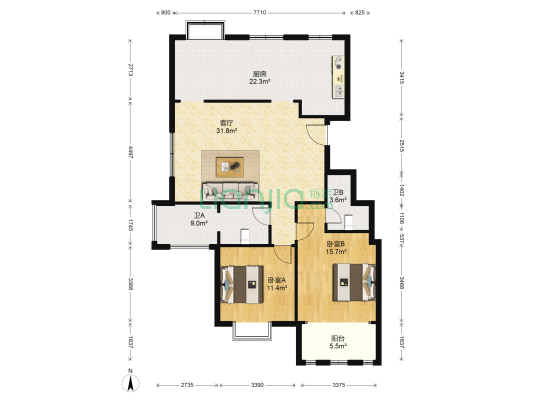 民生上和城北区 2室1厅2卫 185平方