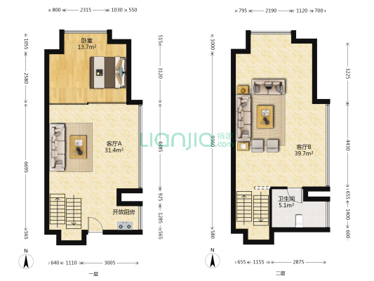 吴江太湖新城绿地中心海珀云玺 1室2厅1卫 145平方
