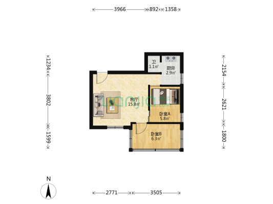 增乐楼 2室1厅1卫 40平方