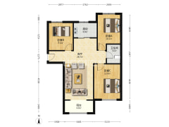 ：此房是精装修，南北通透三居。可拎包入住。-涿州K2狮子城北区户型图