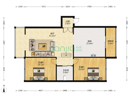 振六建材小区 2室1厅1卫 131平方