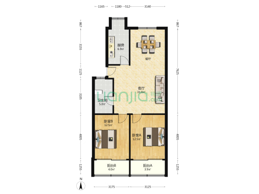 湖墅南路247号 2室1厅1卫 88平方